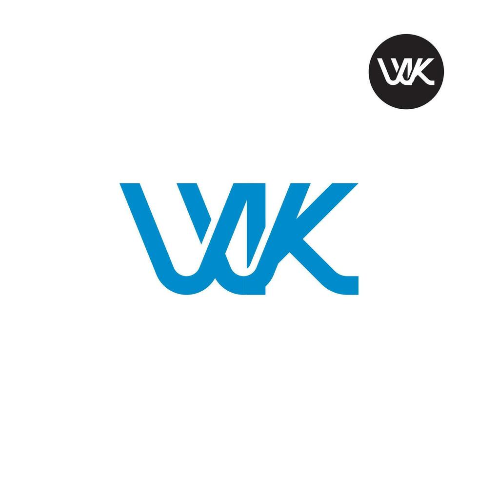 brief vvk of wk monogram logo ontwerp vector