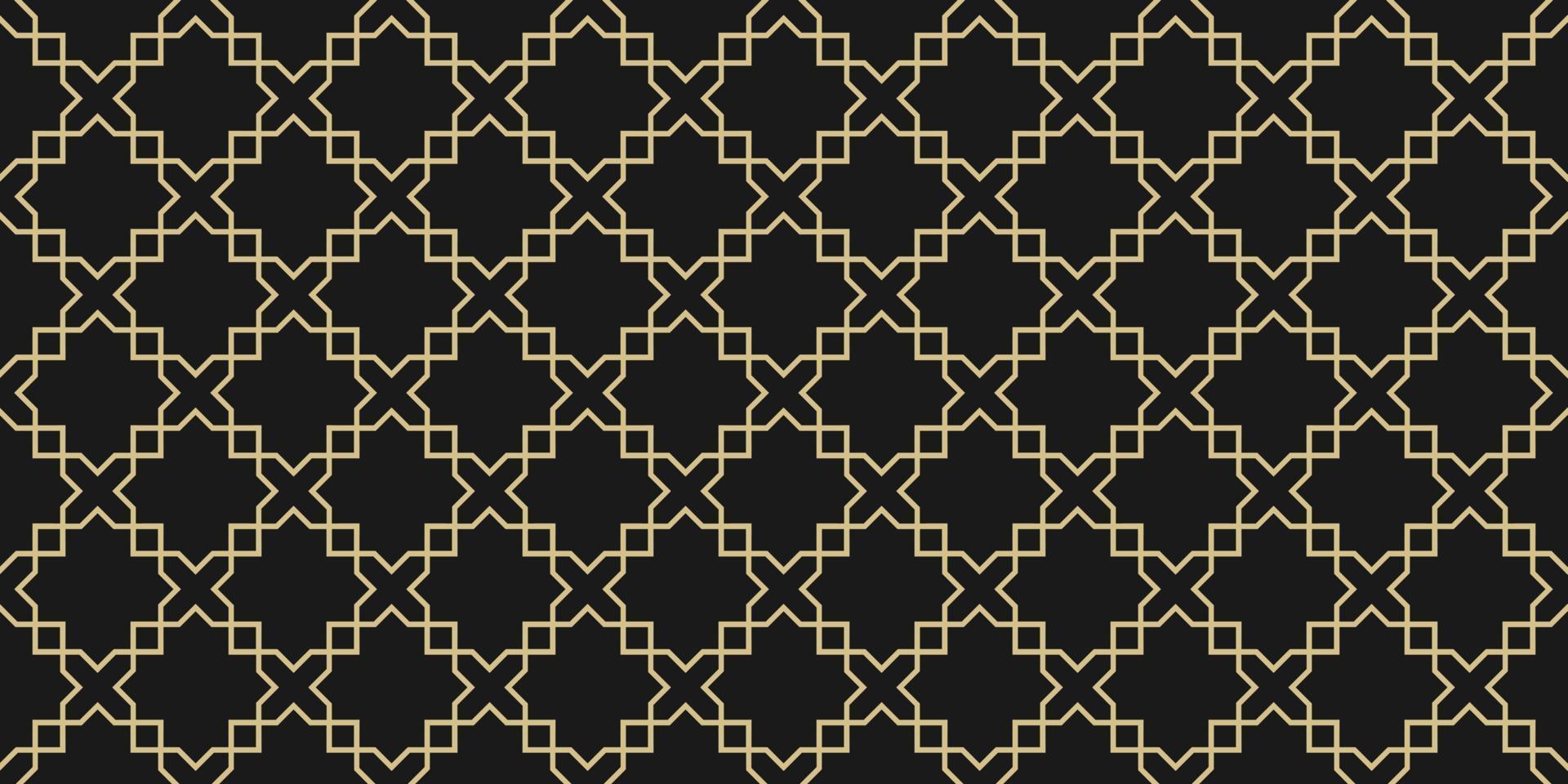 Arabisch geometrisch naadloos patroon, zwarte en gouden textuur vector
