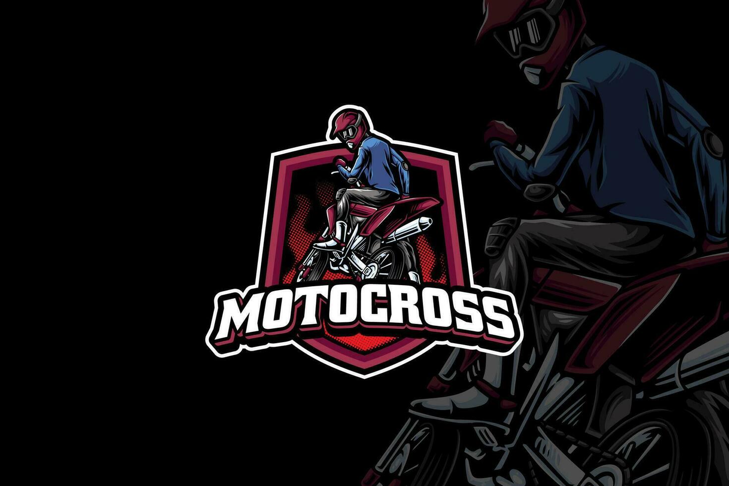 super moto esport mascotte logo ontwerp voor sport en avontuur vector