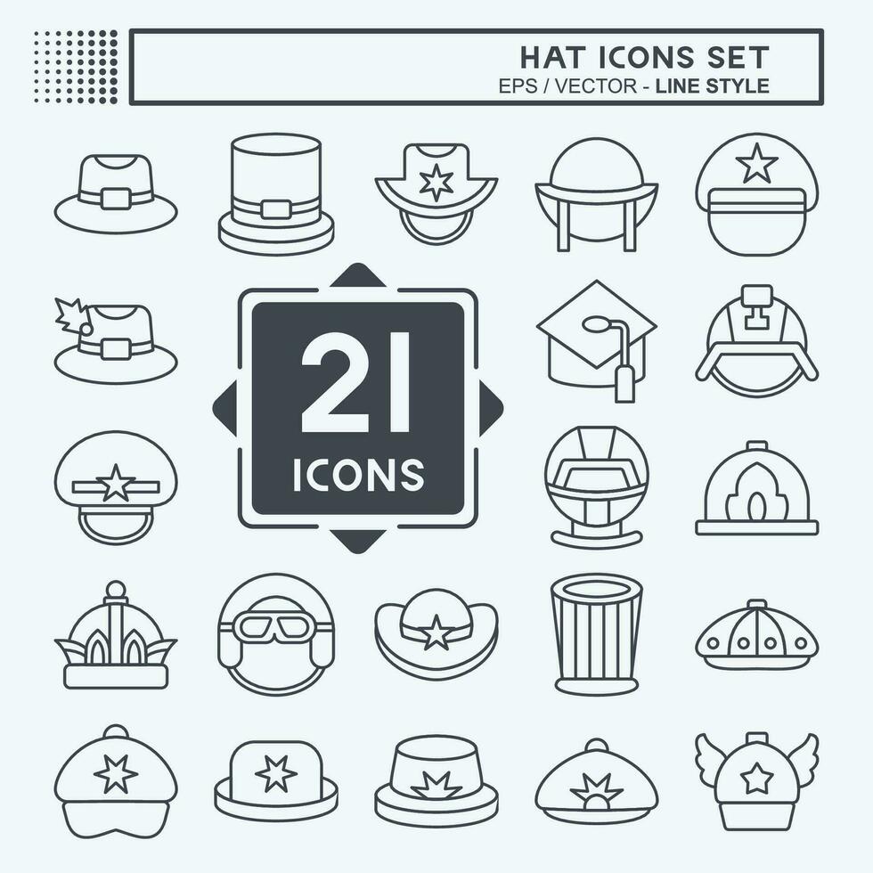 icoon reeks hoed. verwant naar accessoires symbool. lijn stijl. gemakkelijk ontwerp bewerkbaar. gemakkelijk illustratie vector
