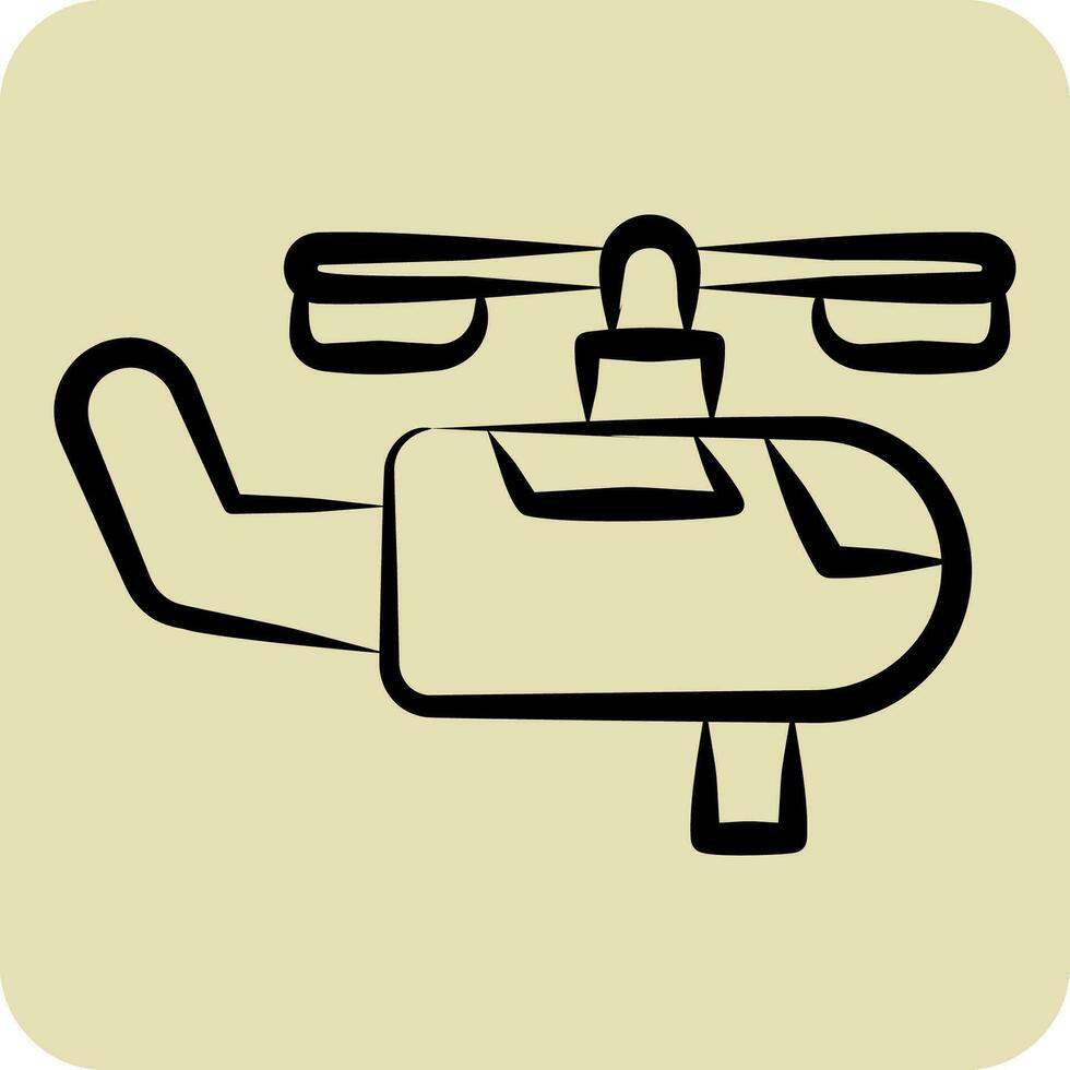 icoon Brand blussen helikopter. verwant naar brandweerman symbool. hand- getrokken stijl. gemakkelijk ontwerp bewerkbaar. gemakkelijk illustratie vector