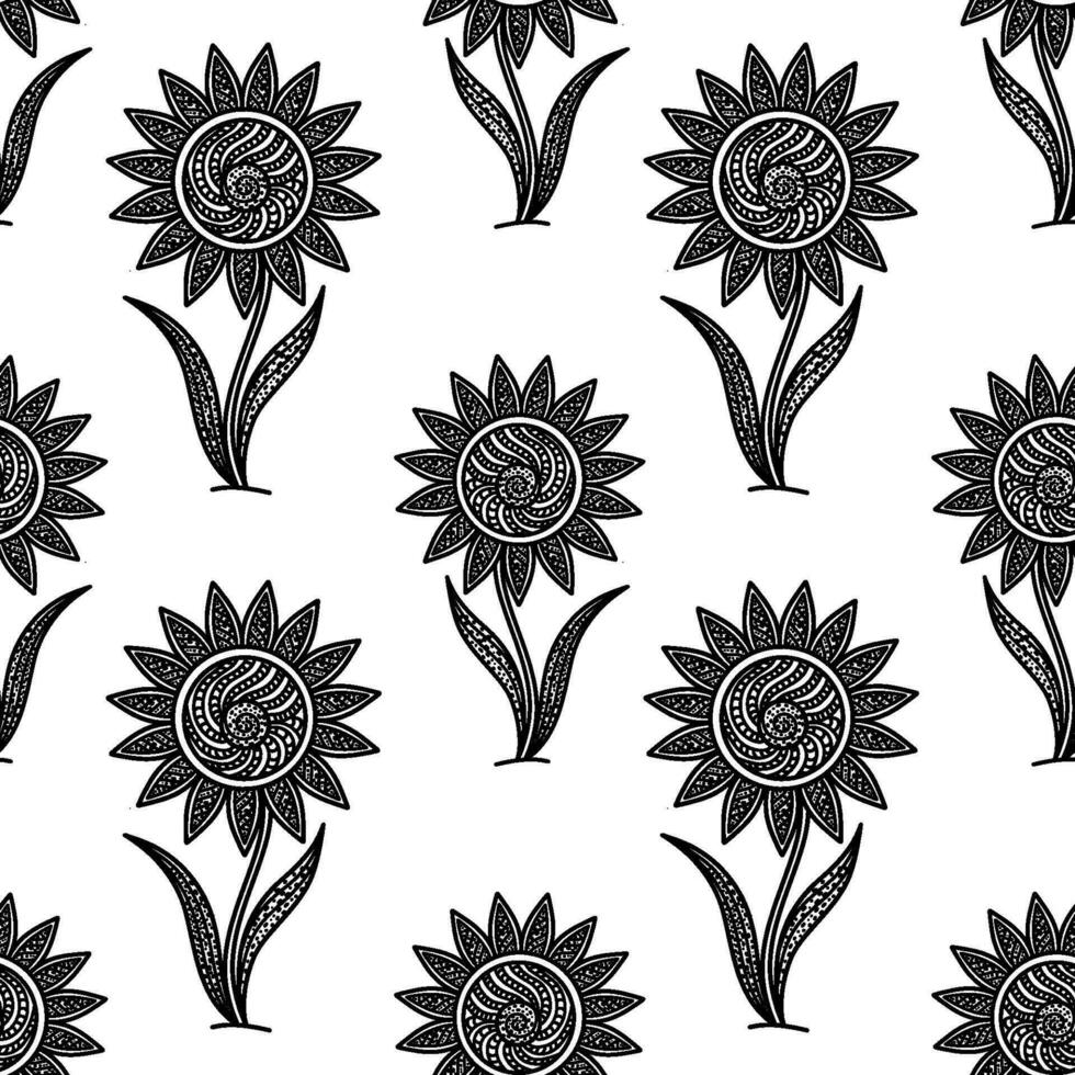 naadloos patroon met mandala bloemen. mooi zwart en wit bloemen mandala element. voorraad vector illustraties voor de internet en afdrukken, textiel, achtergronden, achtergronden en omhulsel papier.