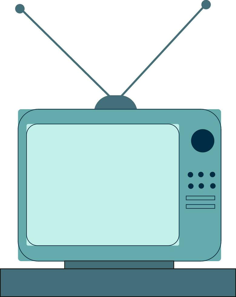 een blauw TV, vector of kleur illustratie.