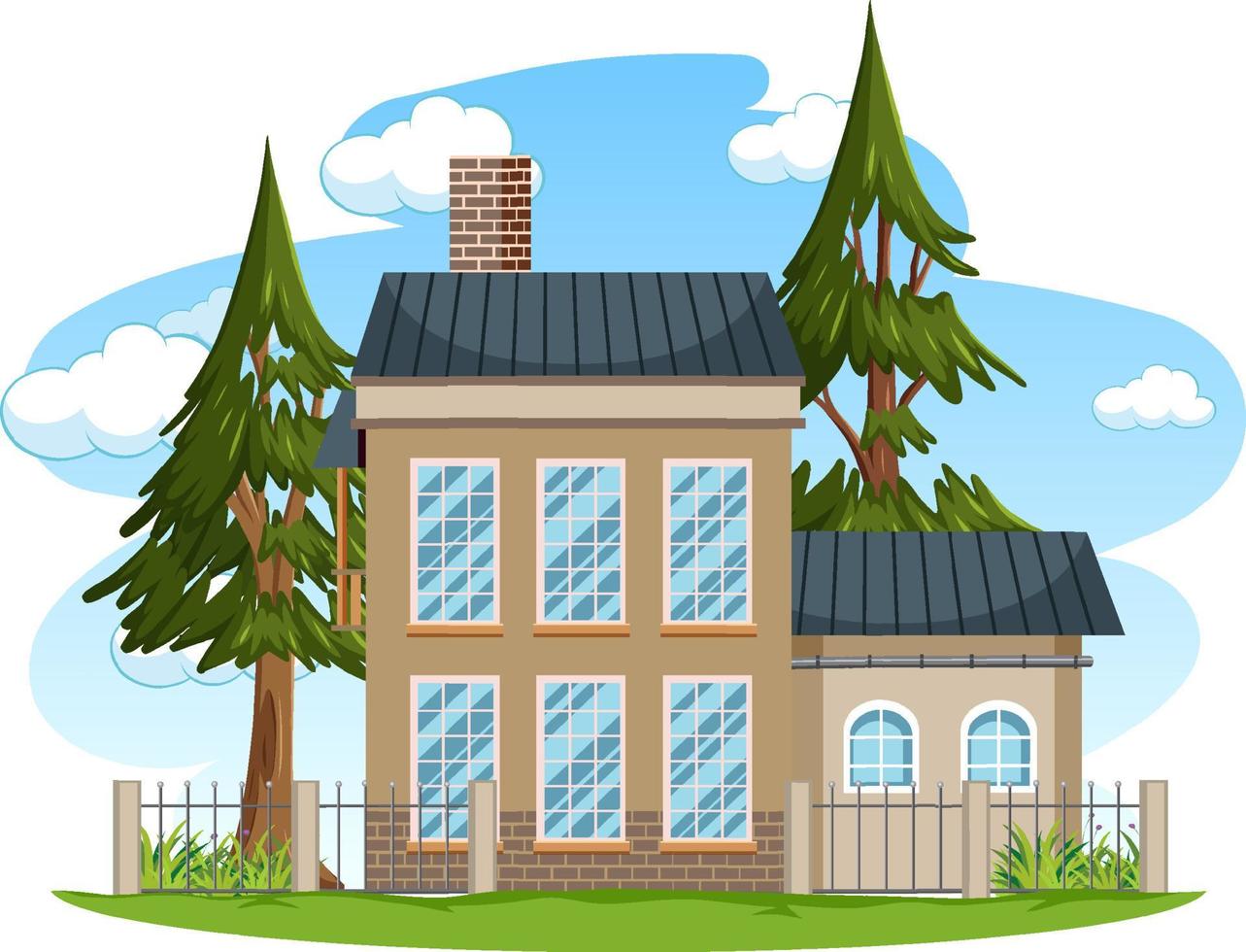 een geïsoleerd modern huis exterieur cartoon stijl vector