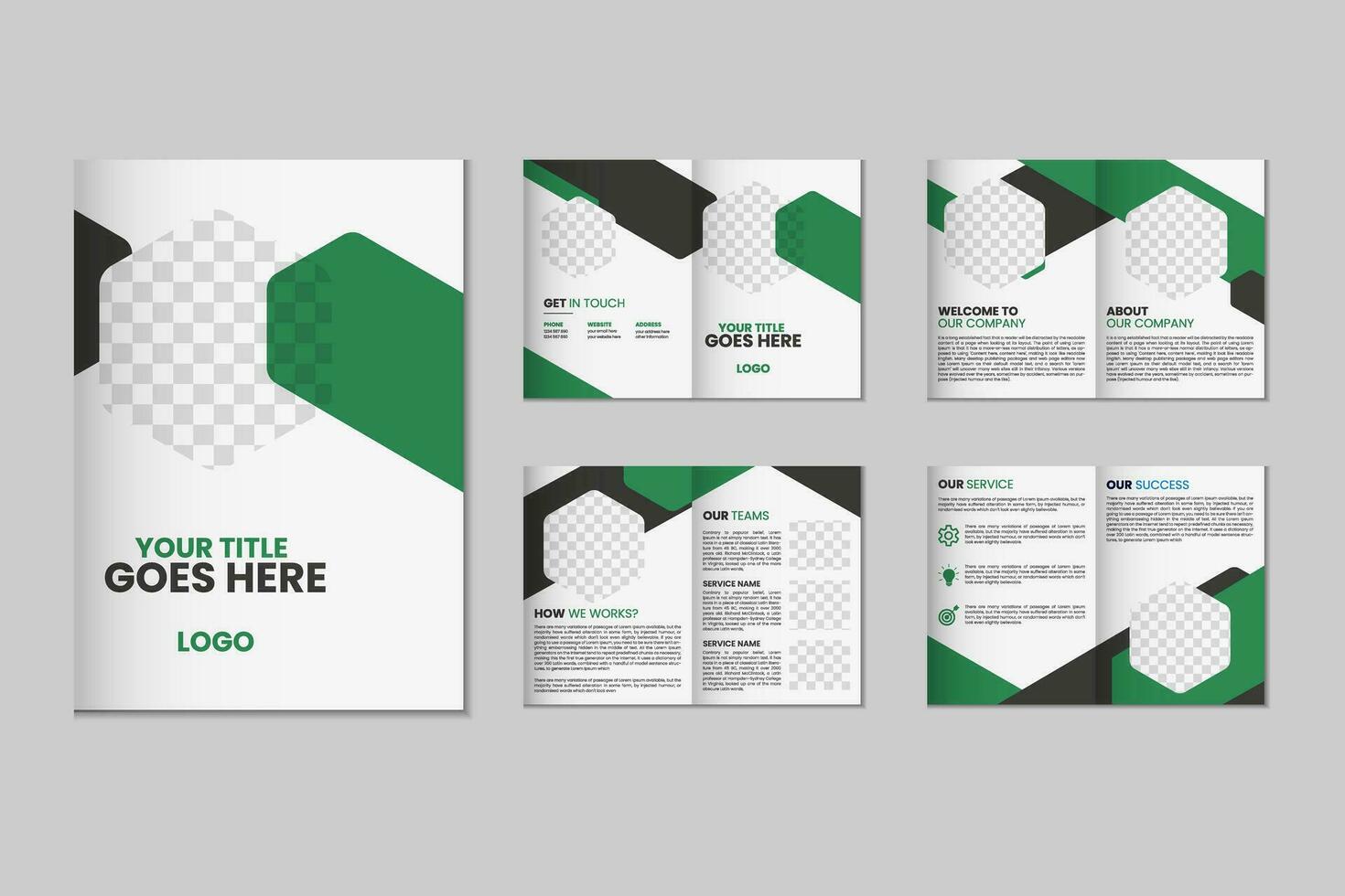 8 bladzijde a4 grootte brochure sjabloon ontwerp, zakelijke bedrijf folder brochure, modern bi vouwen tijdschrift brochure, jaar- verslag doen van sjabloon ontwerp vector