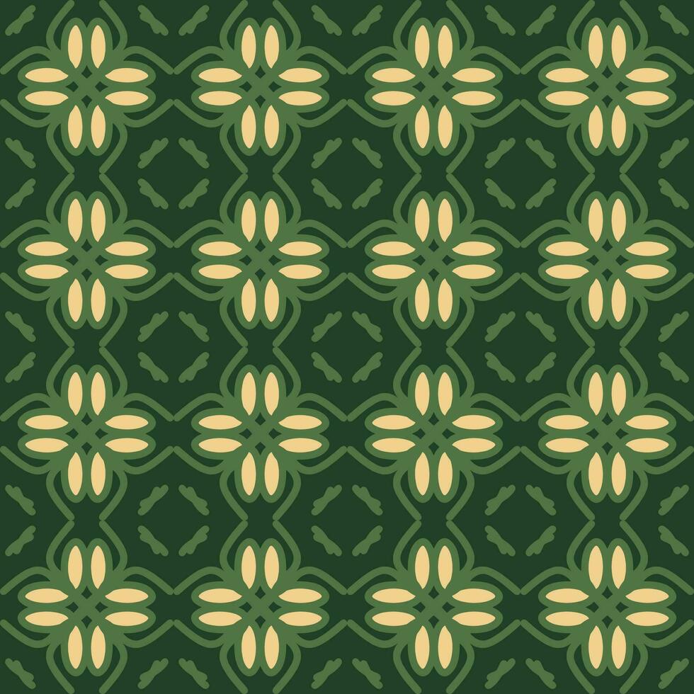 groen olijf- geel mandala kunst naadloos patroon bloemen creatief ontwerp achtergrond vector illustratie