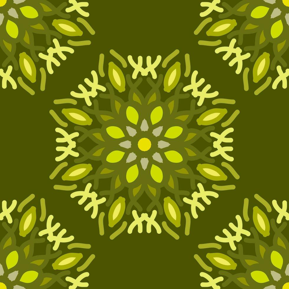 naadloos patroon groen munt olijf- Woud mandala bloemen creatief ontwerp achtergrond vector illustratie