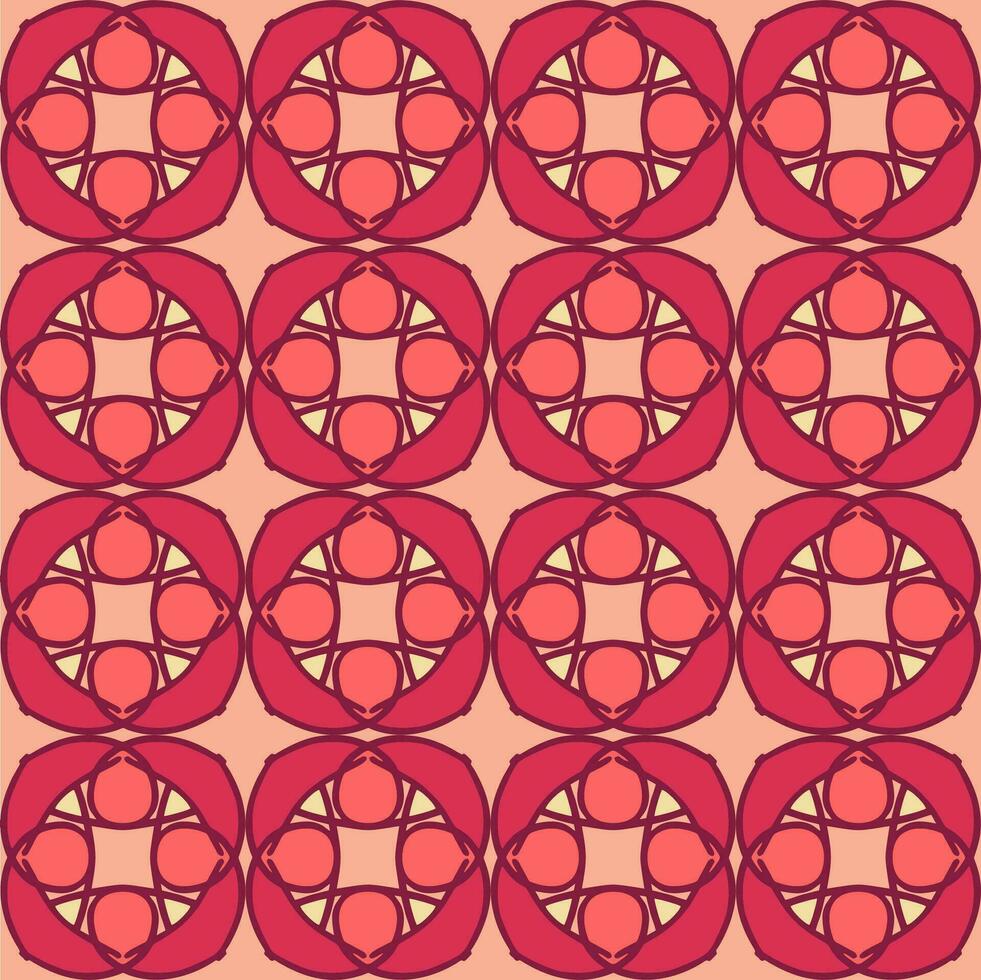 naadloos patroon rood zacht roos kastanjebruin wijnoogst bloemen bloem mandala interieur vlak ontwerp bordeaux achtergrond vector illustratie