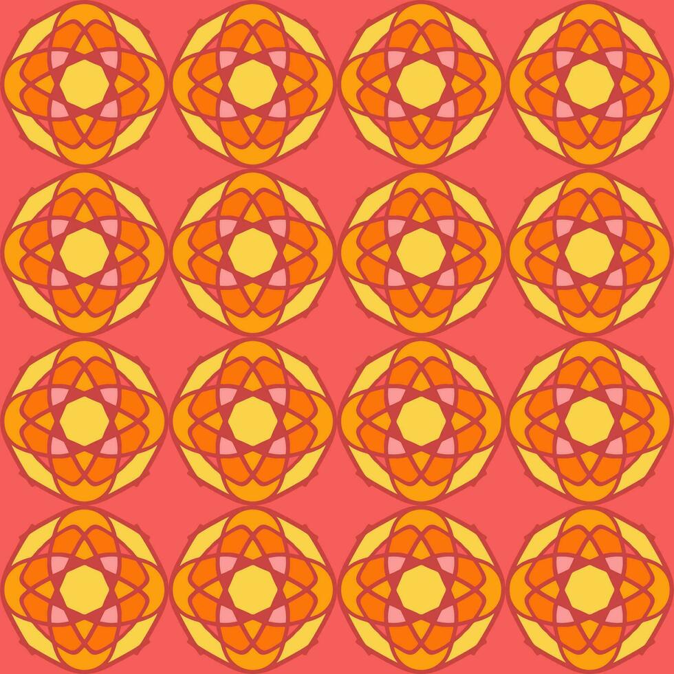 geel rood mandala bloemen creatief naadloos ontwerp achtergrond vector