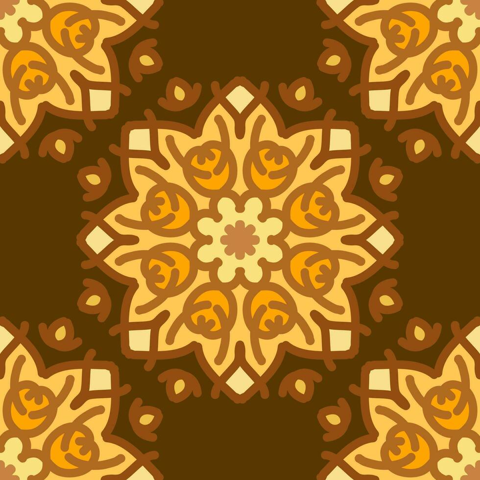 naadloos patroon zacht bruin wijnoogst bloemen chocola karamel mokka koffie kleur mandala achtergrond vector illustratie cultuur interieur vlak ontwerp