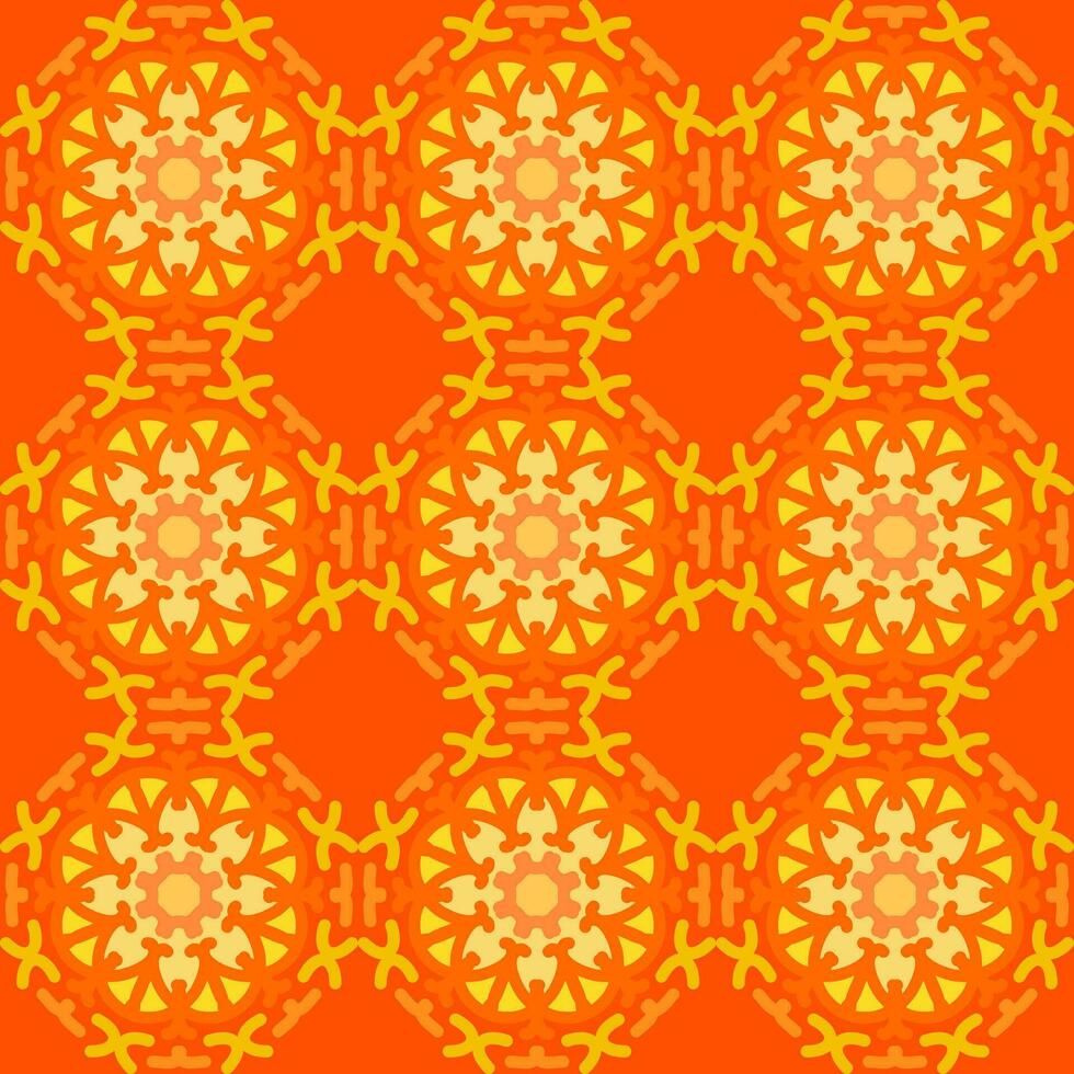 naadloos patroon oranje geel mandala bloemen creatief ontwerp vector illustratie achtergrond