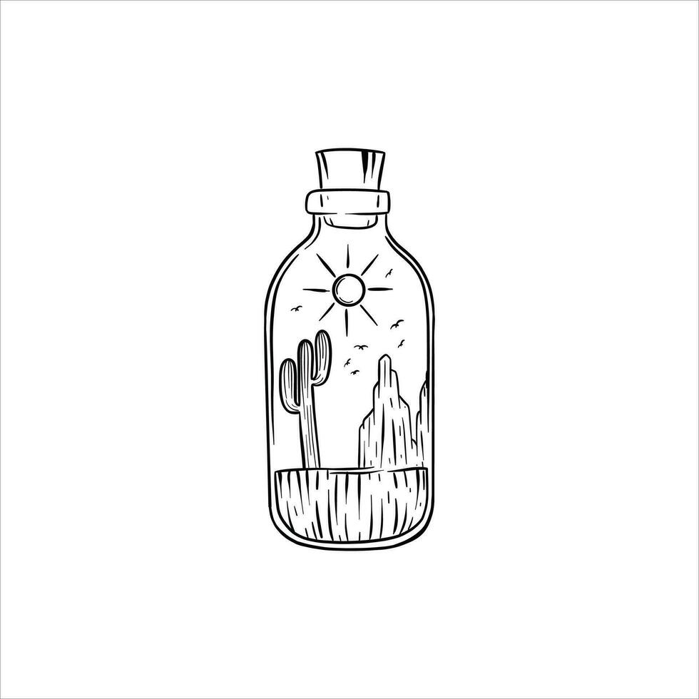 antiek fles met koel illustraties binnen vector