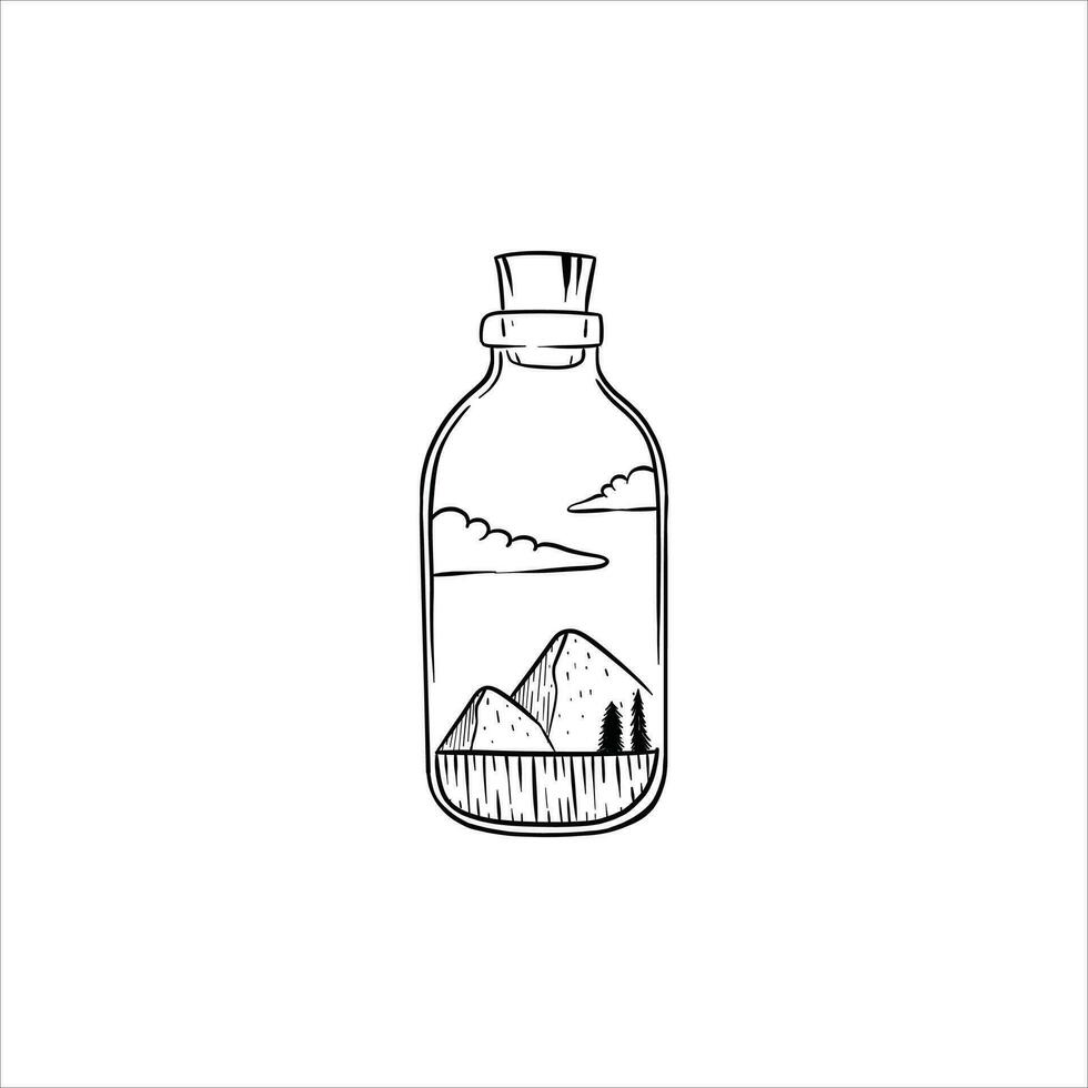 antiek fles met koel illustraties binnen vector