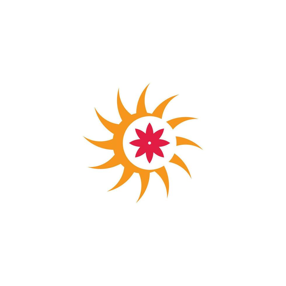 zon en bloem gemakkelijk meetkundig logo vector