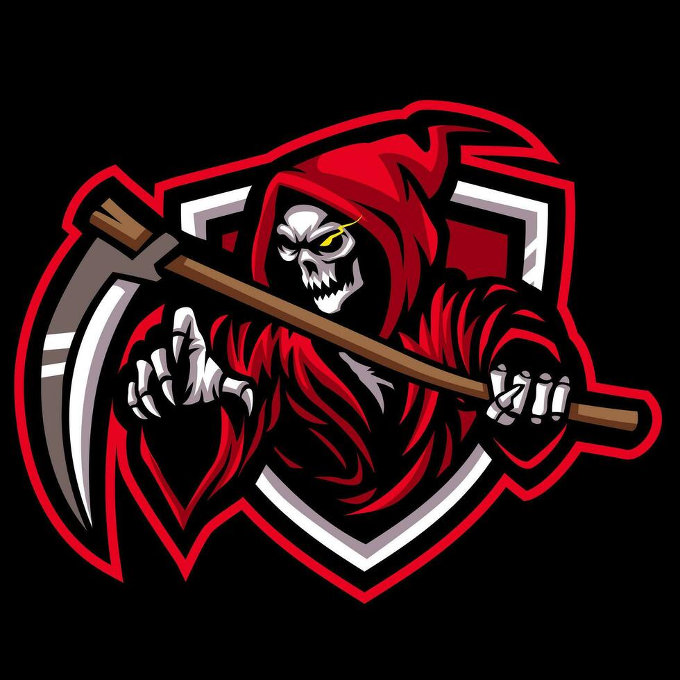 grim reaper mascotte esport logo ontwerp. vector