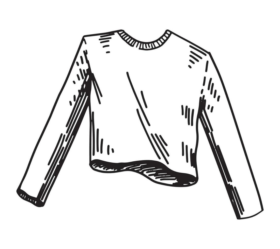 schetsen van lang mouwen shirt. gewoontjes kleren tekening. hand- getrokken vector illustratie clip art geïsoleerd Aan wit.