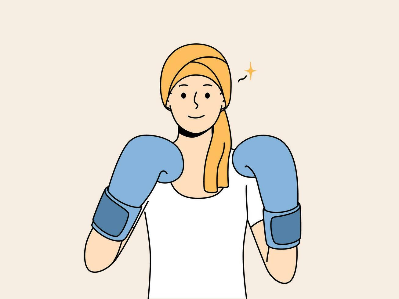 vrouw met kanker in boksen handschoenen symboliseert strijd tegen oncologie na chemotherapie vector