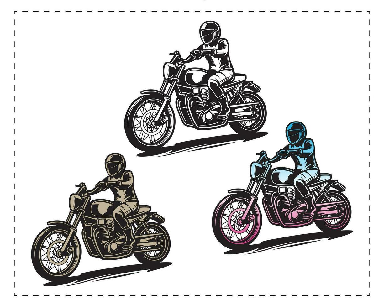 klassiek motorfiets silhouet vector illustratie