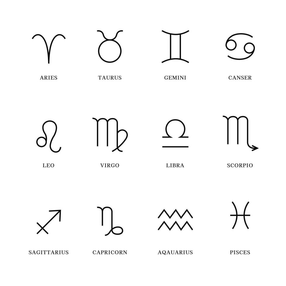 dierenriem astrologie horoscoop set. hemel- mystiek dierenriem horoscoop Sjablonen voor logo, poster of kaart. vector