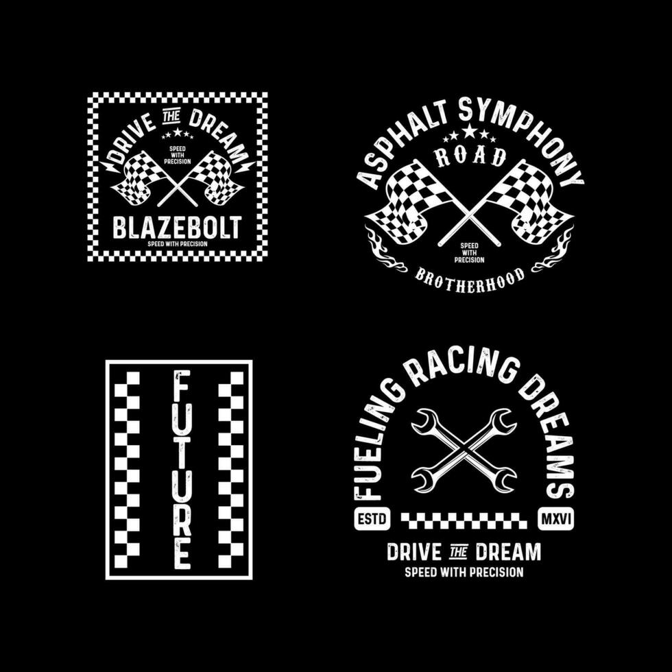 motorfiets racing badges club emblemen t-shirt ontwerp retro racing typografie grafiek vector