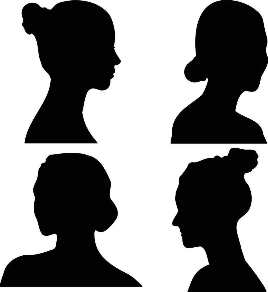 vrouw hoofd silhouet in vlak ontwerp stijl. geïsoleerd Aan wit achtergrond. vector illustratie.