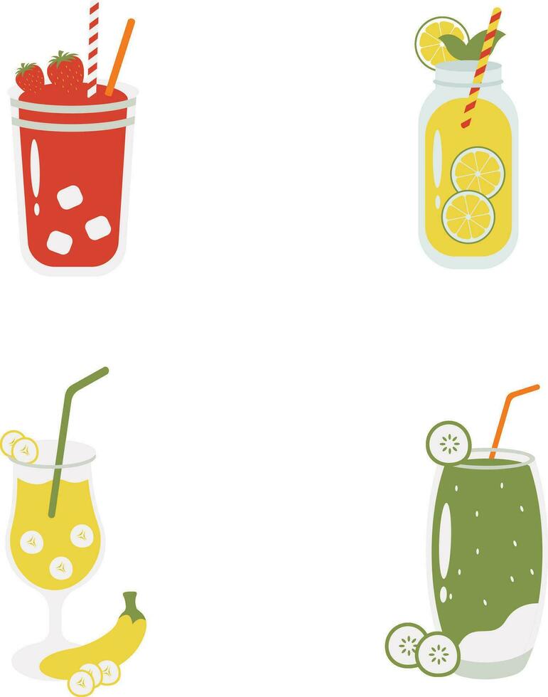 fruit sap smoothie illustratie set. met naadloos tekenfilm ontwerp. geïsoleerd vector icoon.