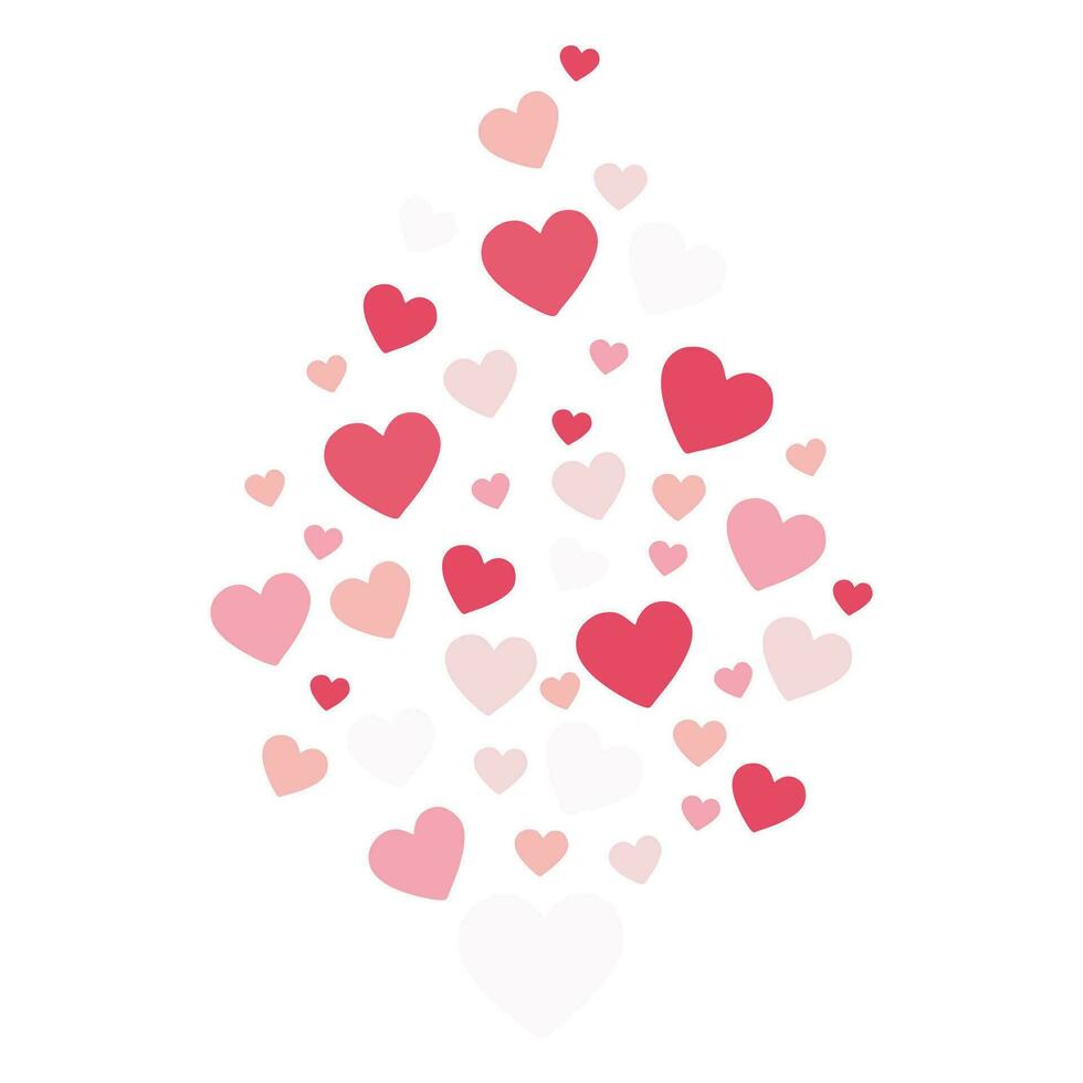 kleurrijk sticker met hart confetti. valentijnsdag dag groet kaart of bruiloft uitnodiging achtergrond partij ontwerp. tekenfilm vlak stijl vector illustratie geïsoleerd Aan wit. liefde en romantisch concept.