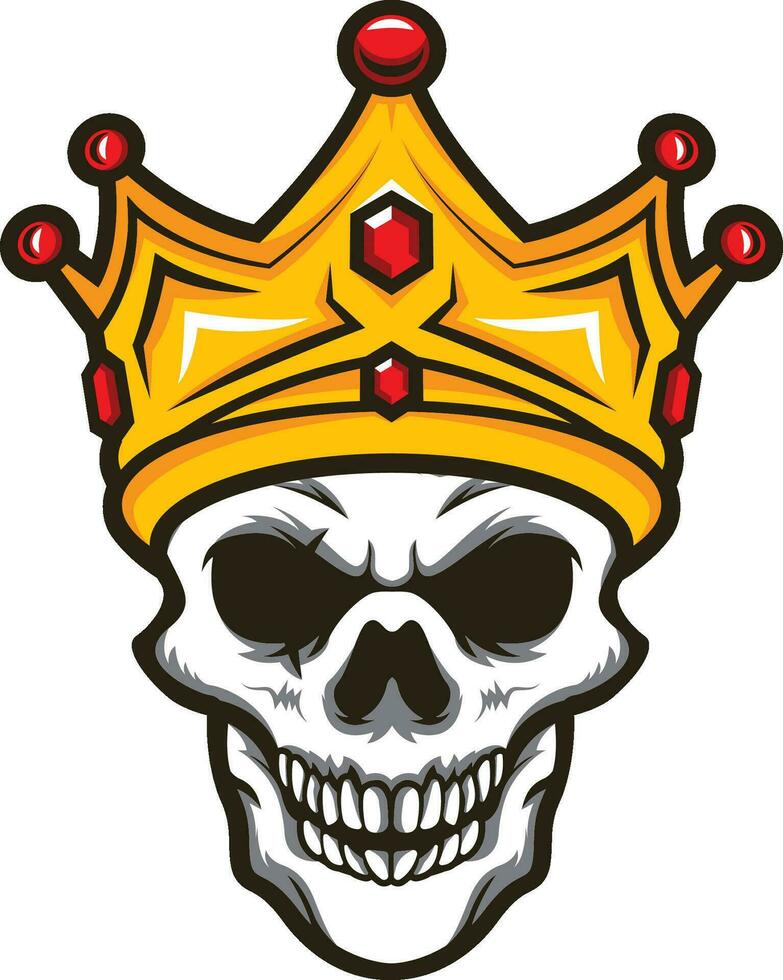 schedel koning met kroon mascotte - vector grafisch. koning schedel kroon vector. schedel met een kroon