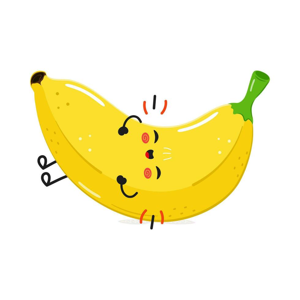 banaan lacht karakter. vector hand- getrokken tekenfilm kawaii karakter illustratie icoon. geïsoleerd Aan wit achtergrond. banaan karakter concept