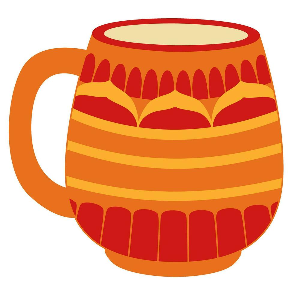 schattig vakantie mok met ornament. Kerstmis koffie mok in vlak stijl. lijn kunst. vector