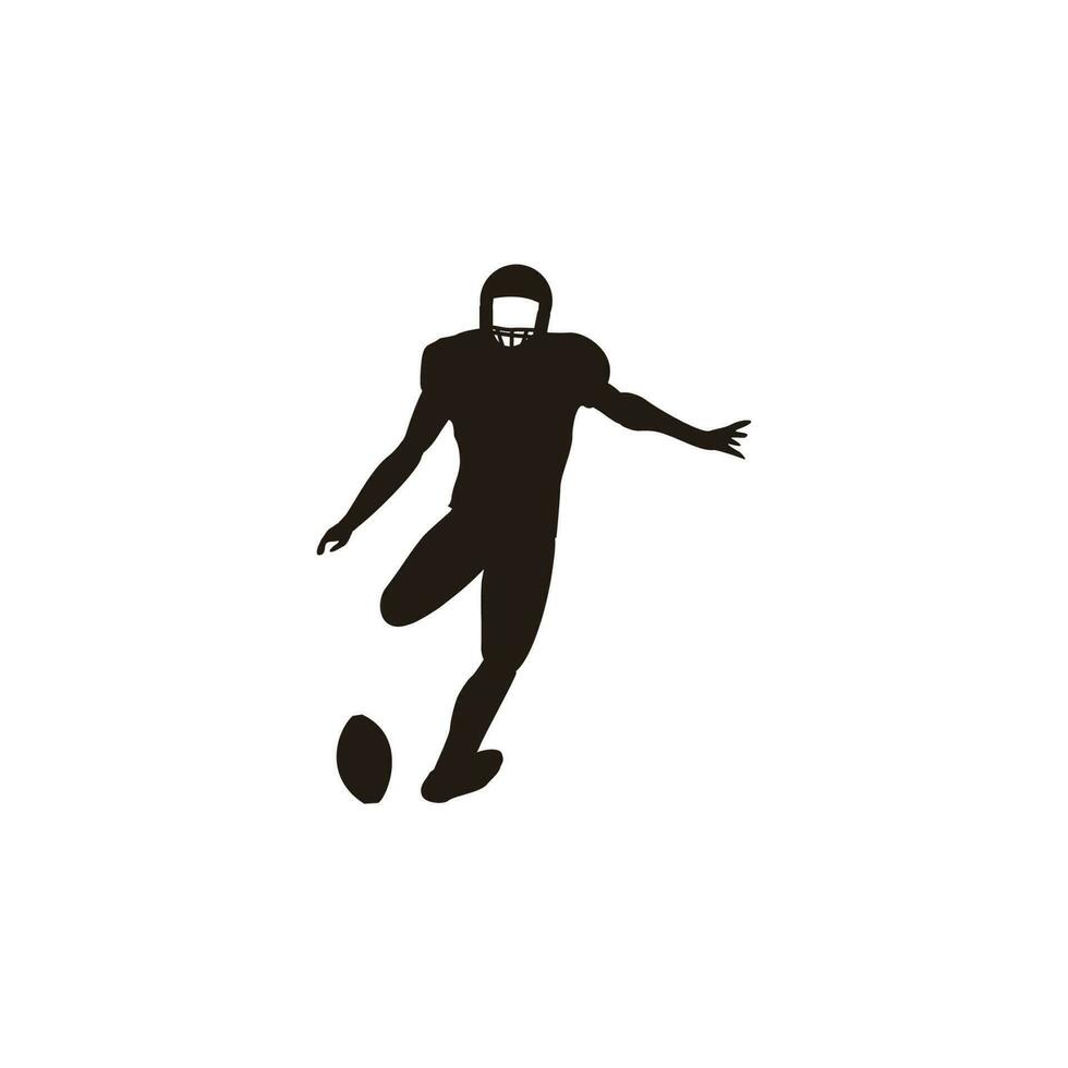 vector illustratie - Amerikaans voetbal speler schoppen de bal - vlak tekenfilm stijl