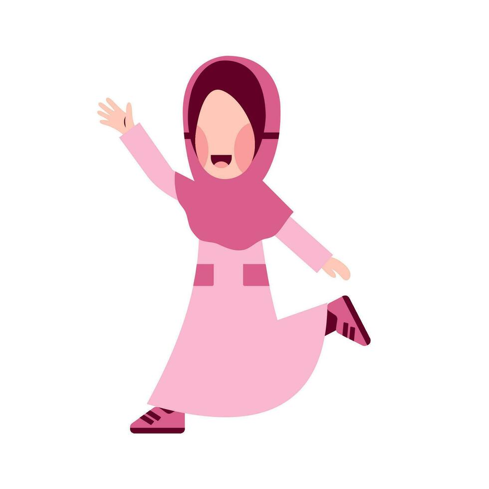 karakter van gelukkig hijab kind vector