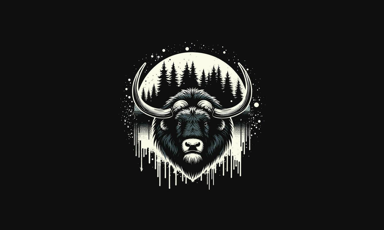 hoofd buffel Aan Woud vector artwork ontwerp