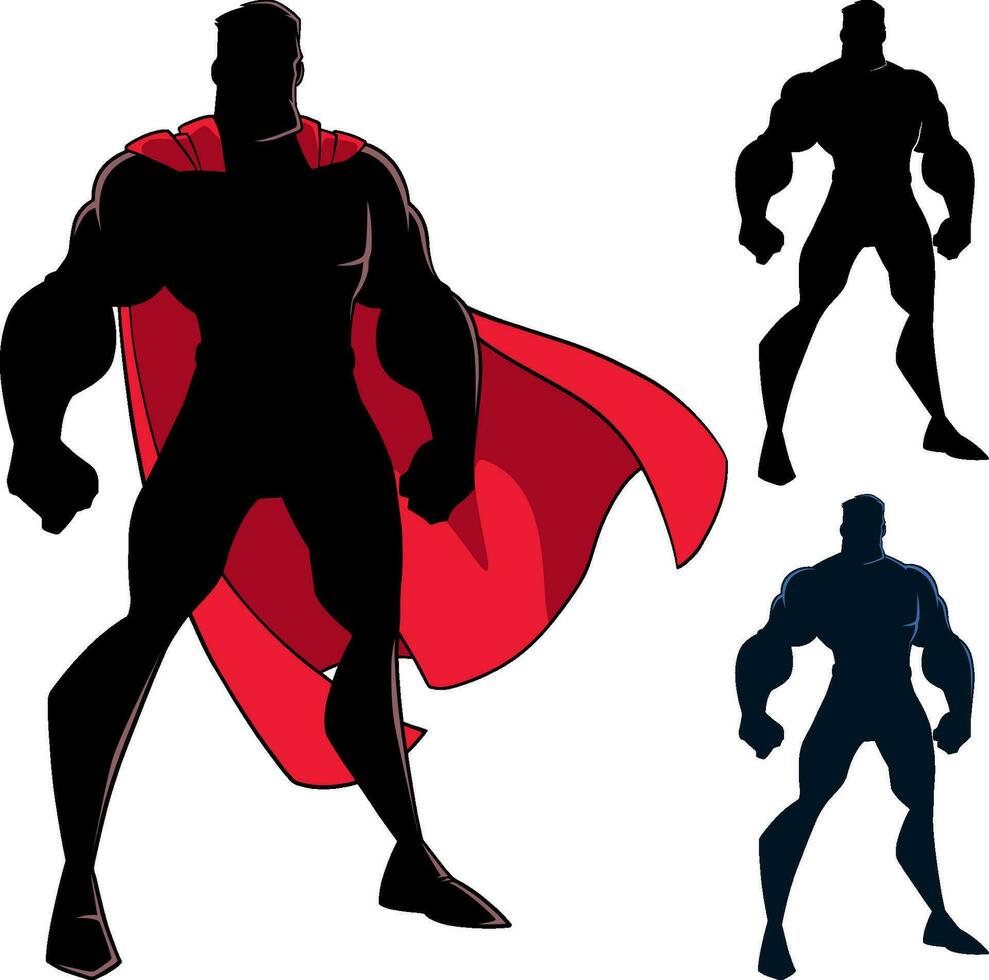 superheld staand hoog silhouet vector