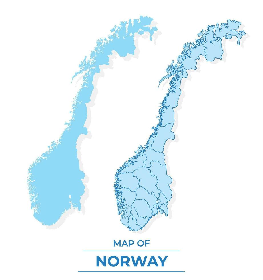 vector Noorwegen kaart reeks gemakkelijk vlak en schets stijl illustratie