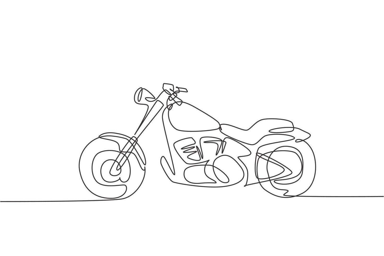 enkele doorlopende lijntekening van het oude klassieke vintage motorfietssymbool. retro motor transport concept één lijn grafisch tekenen ontwerp vectorillustratie vector