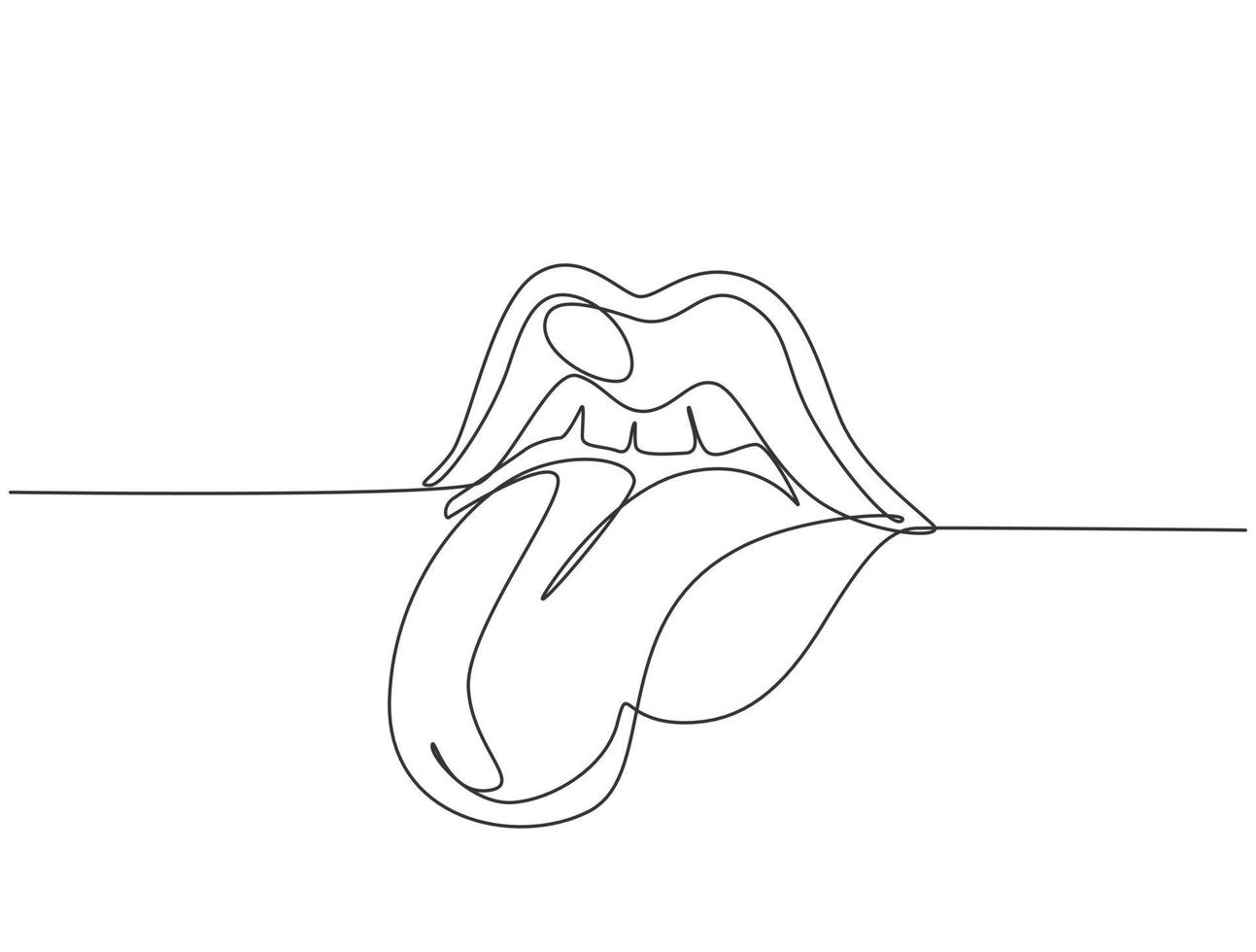 enkele doorlopende lijntekening van oude retro klassieke iconische lippen en tong uit de jaren 80. vintage pictogram concept een lijn tekenen grafisch ontwerp vectorillustratie vector