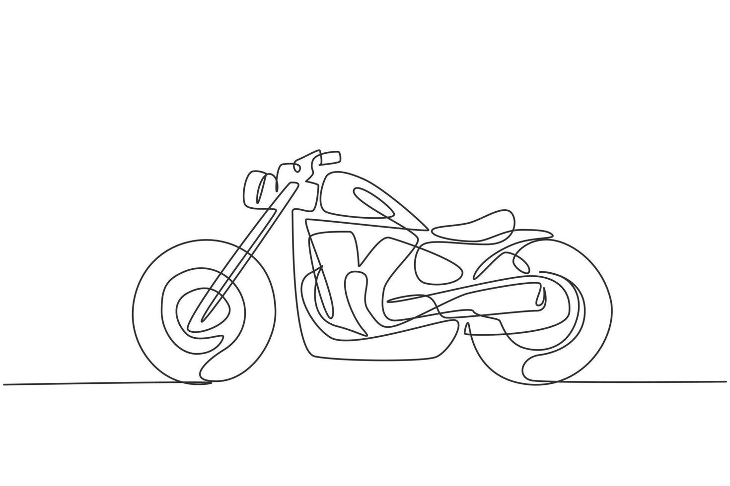 een doorlopende lijntekening van retro oude vintage motorfiets icoon. klassieke motor transport concept enkele lijn tekenen ontwerp grafische vectorillustratie vector