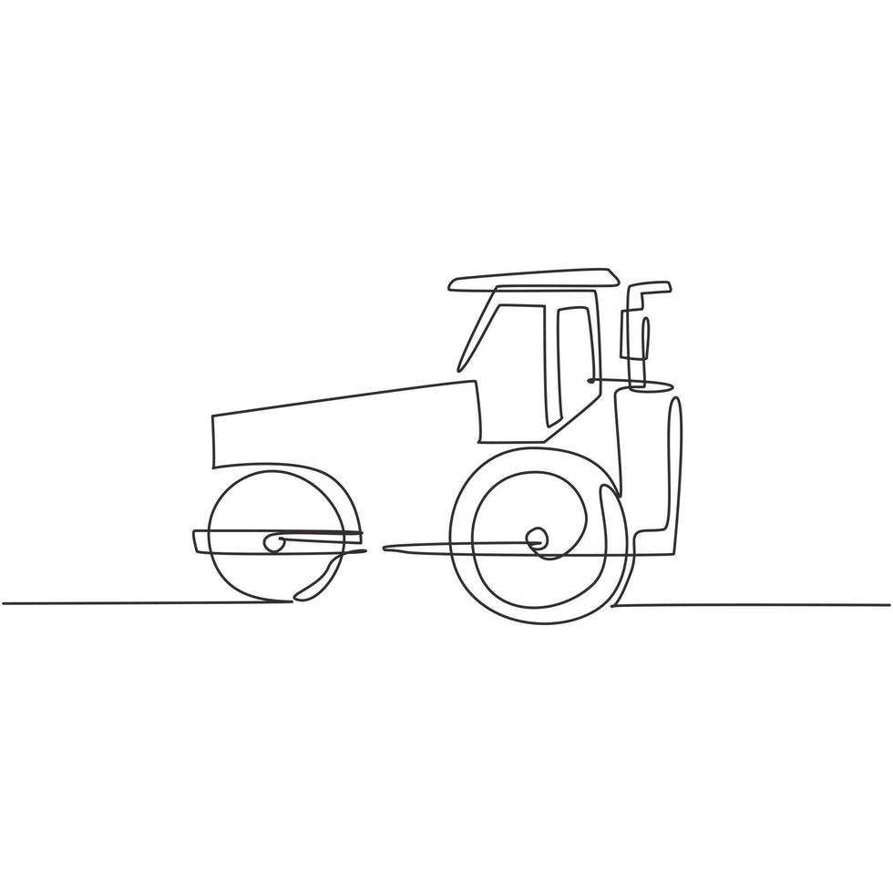 een enkele lijntekening van harvester trekker voor landbouw oogst vectorillustratie, bedrijfsvoertuig. zware machines voertuigen landbouw concept. modern doorlopende lijn grafisch tekenontwerp vector