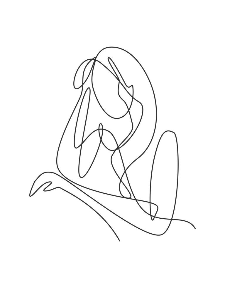 een enkele lijntekening van minimalistische schoonheid abstract lichaam vrouw gezicht portret vectorillustratie. print voor mode, t-shirt, logo, salon logo concept. modern ononderbroken lijntekening grafisch ontwerp vector