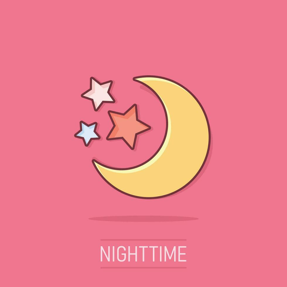 vector tekenfilm 's nachts maan en sterren icoon in grappig stijl. maan- nacht concept illustratie pictogram. maan bedrijf plons effect concept.