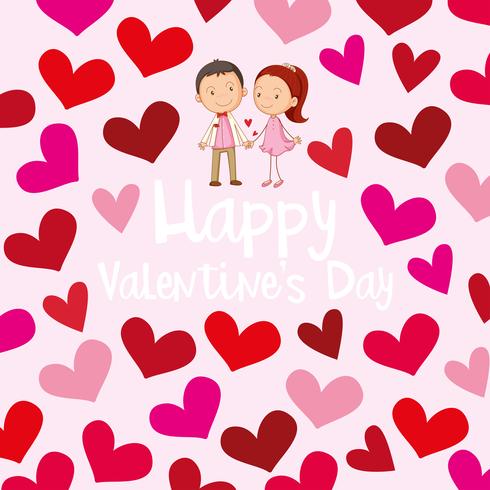 Happy Valentine-kaartsjabloon met liefde paar vector