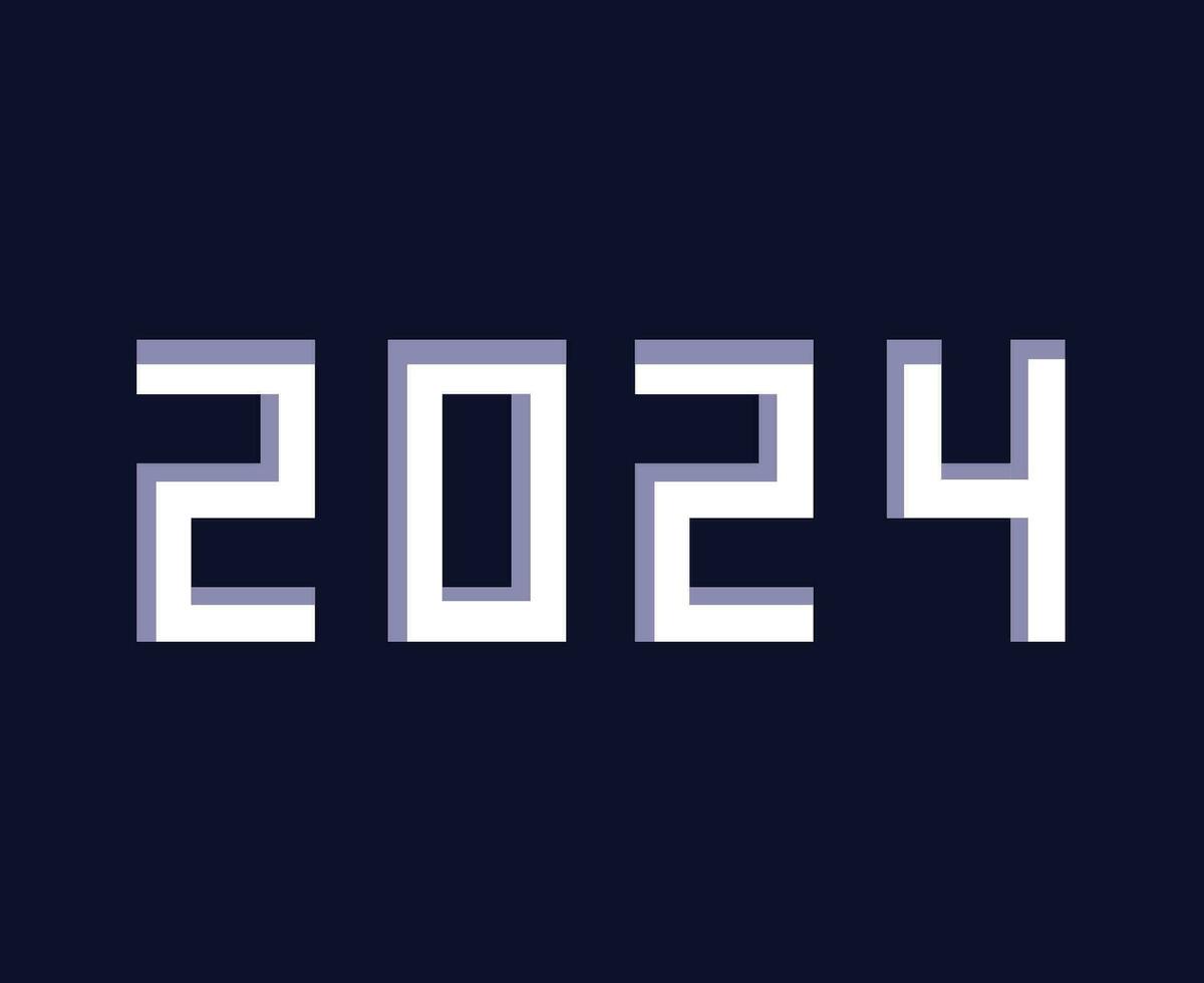 2024 gelukkig nieuw jaar abstract wit grafisch ontwerp vector logo symbool illustratie met blauw achtergrond