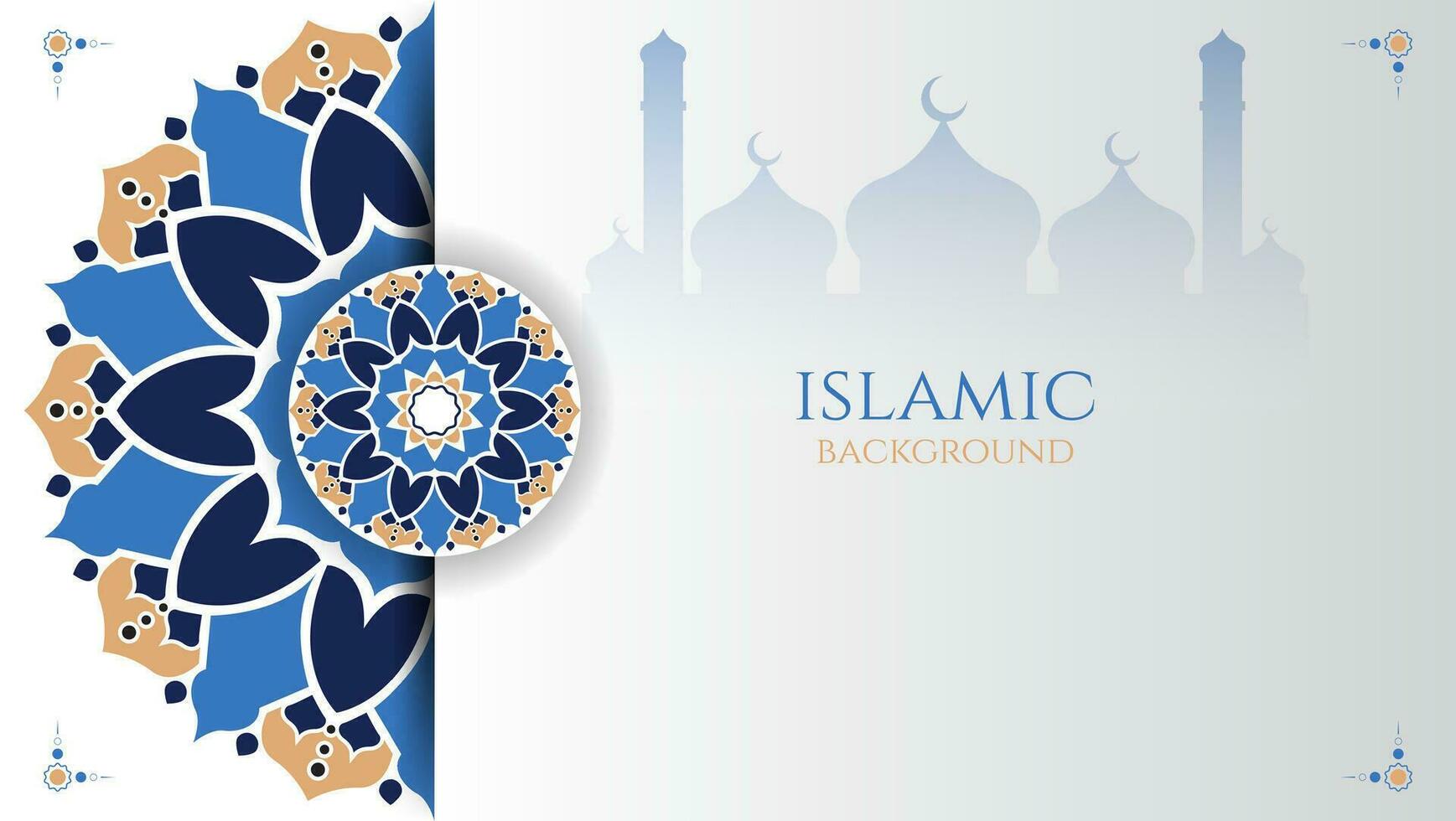 Islamitisch achtergrond met mandala en moskee. mandala vector ontwerp.