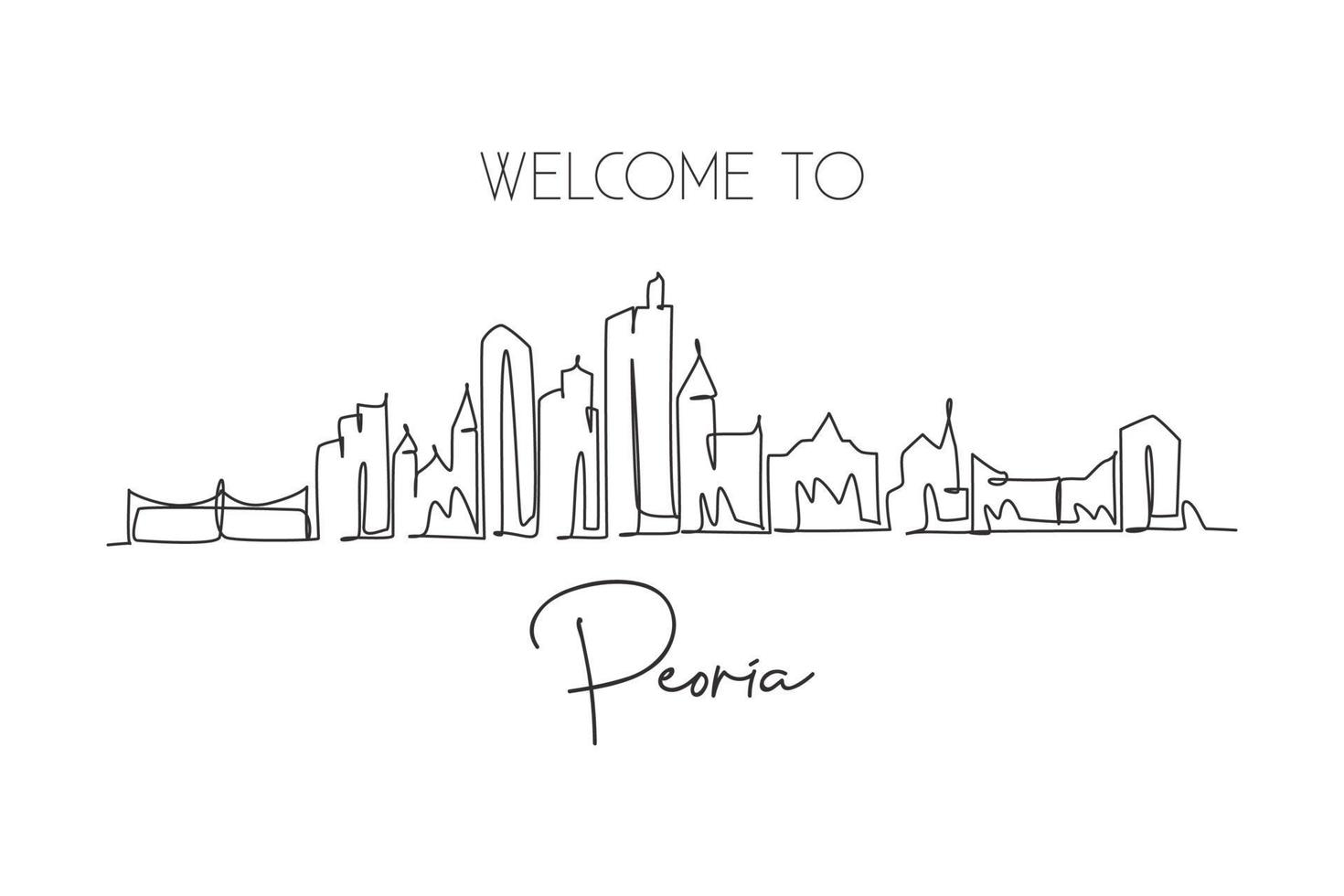 een enkele lijntekening Peoria skyline van de stad, Illinois. wereld historische stad landschap poster. beste vakantiebestemming briefkaart. lijn trendy doorlopende lijn tekenen ontwerp vectorillustratie 3594392 - Download Free Vectors ...