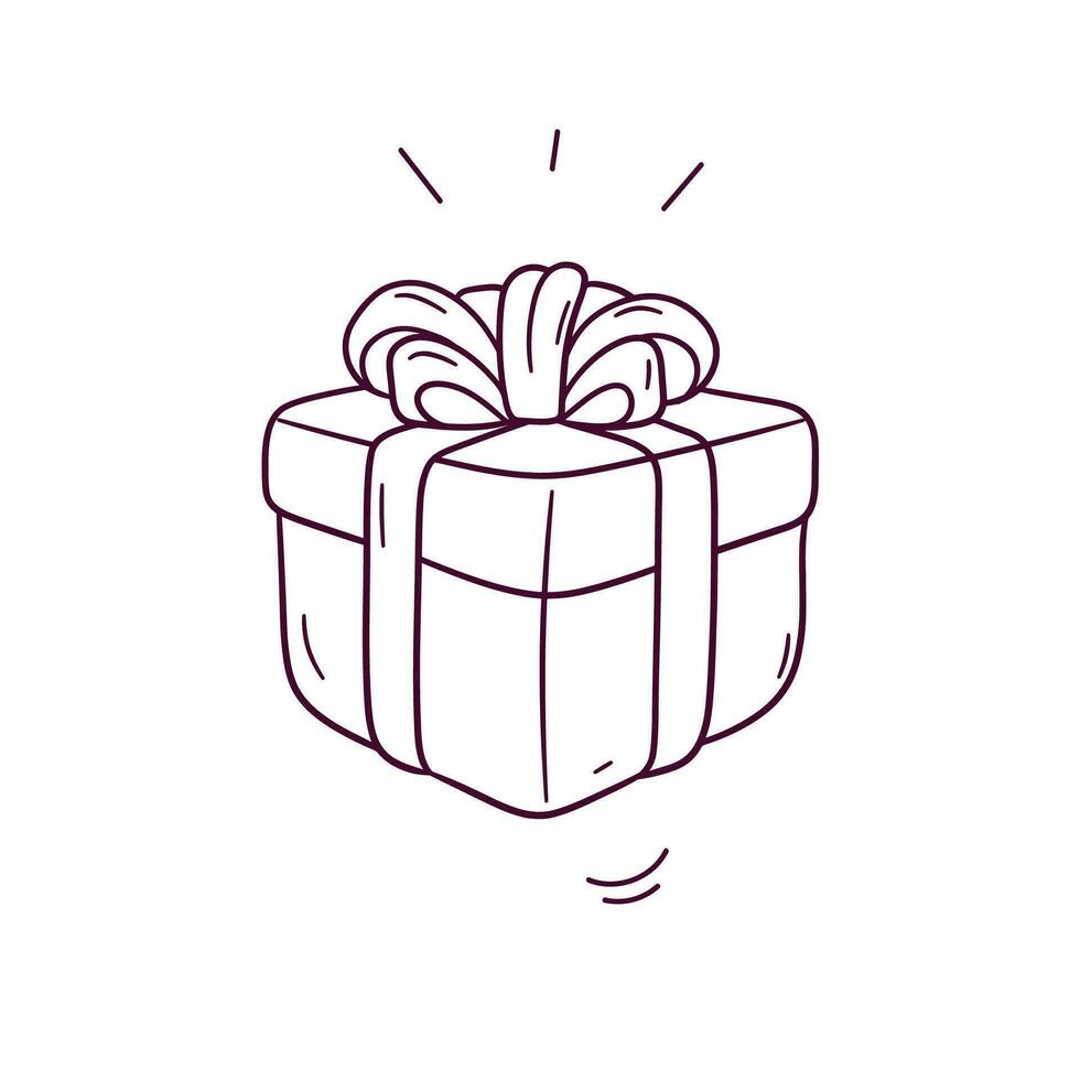 hand- getrokken illustratie van geschenk doos icoon. tekening vector schetsen illustratie