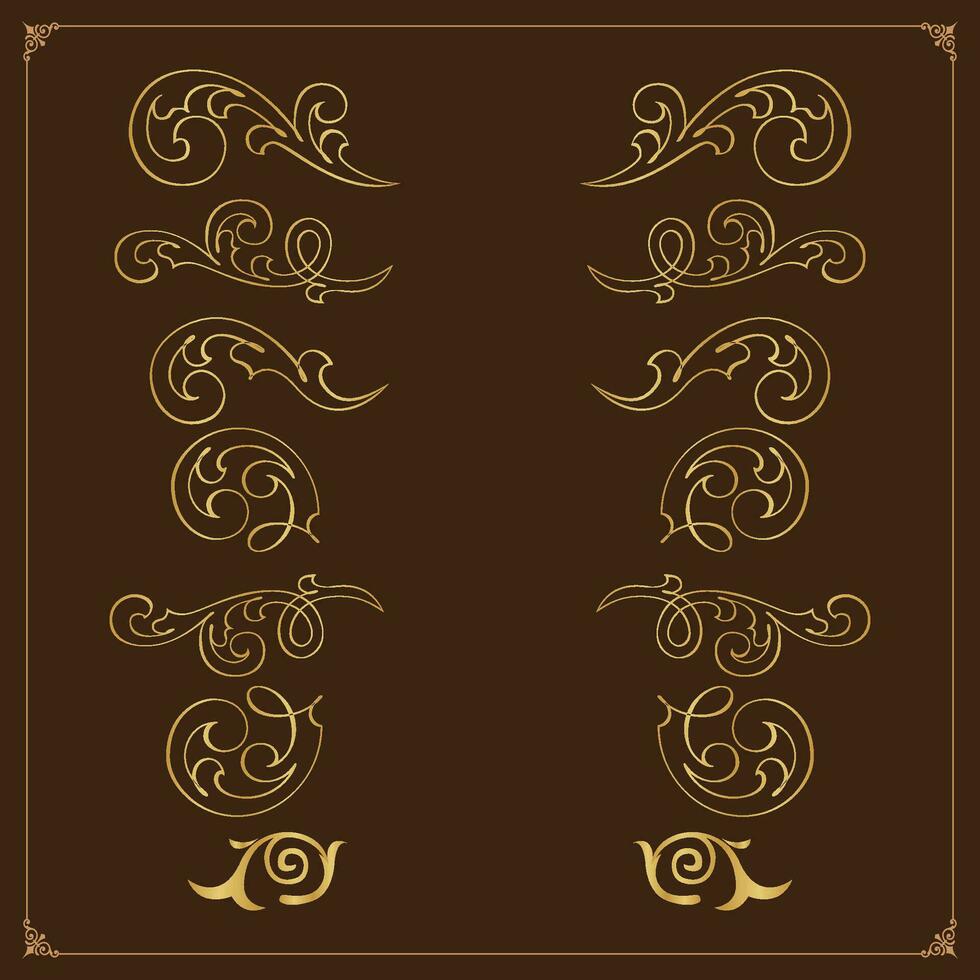 gouden wijnoogst bloemen elementen kunst deco stijl decoratief grens kaders en verdelers. vector