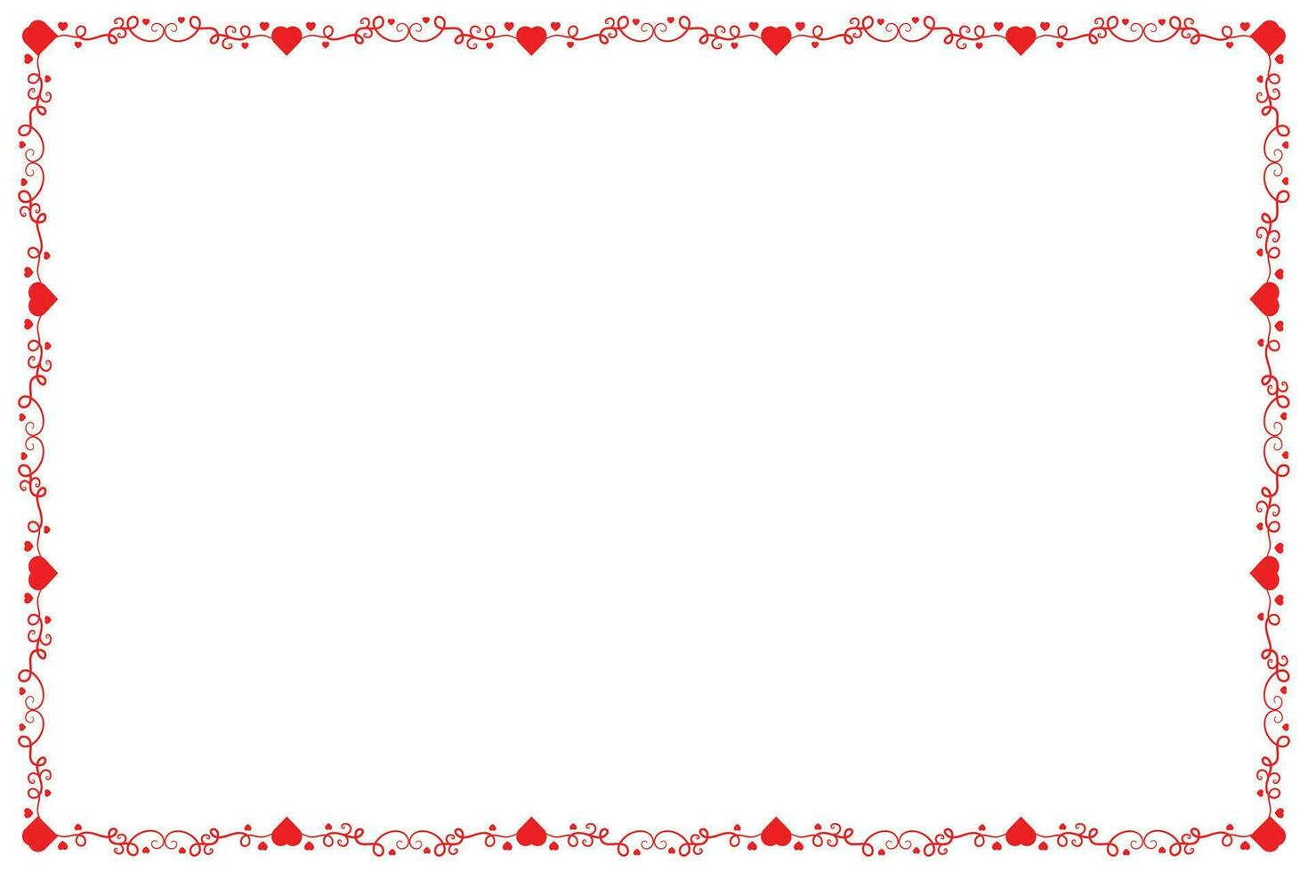 hart kolken romantisch liefde ornamenten geïsoleerd grens lay-out, rood harten overladen prijs kader grens, valentijnsdag dag kaart grens plein kader ontwerp, decoratief hart rechthoek kader vector element