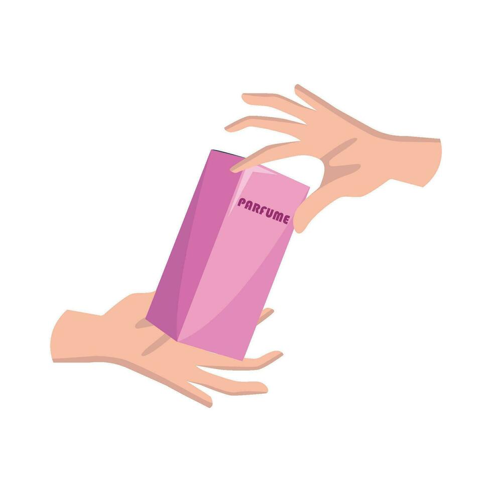 doos parfum in hand- illustratie vector