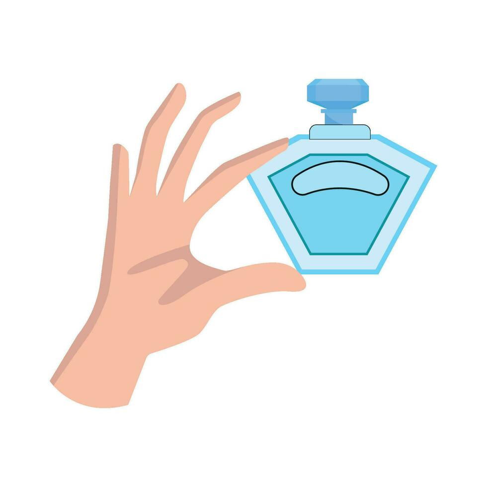 fles parfum verstuiven in hand- illustratie vector